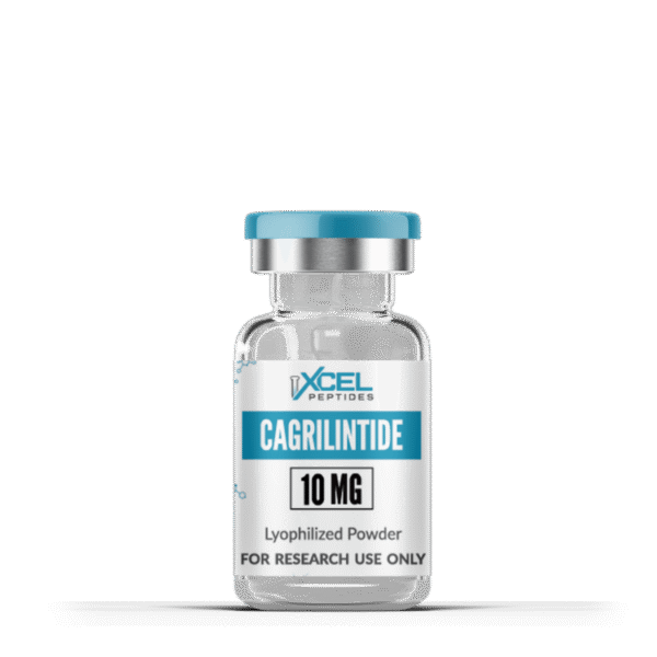 Cagrilintide peptide vial used for weight management, showing medical-grade packaging and research benefits