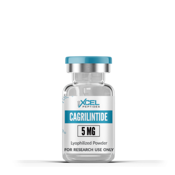 Cagrilintide peptide vial used for weight management, showing medical-grade packaging and research benefits