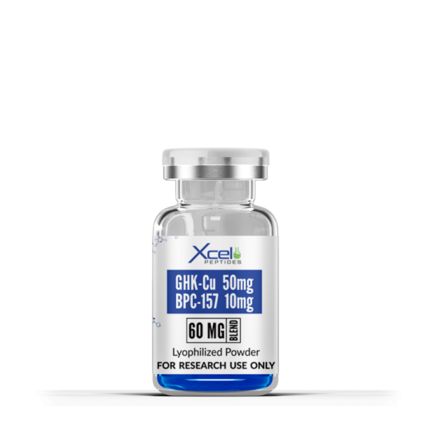 GHK-Cu and BPC-157 peptide vials for research, supporting tissue repair, collagen production, and regenerative healing.