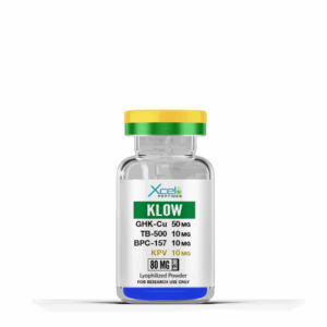 High-purity KLOW 80mg research compound vial for metabolic, cognitive, and preclinical laboratory studies
