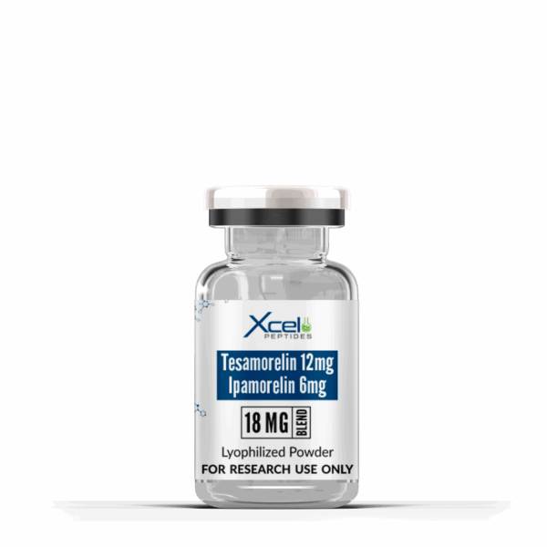 Tesamorelin Ipamorelin 18mg blend peptide vial – premium growth hormone releasing peptide with powerful fat loss, muscle growth, and anti-aging benefits