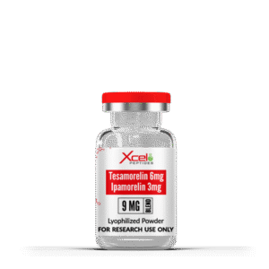 Tesamorelin / Ipamorelin 9mg (Blend) peptide vial – premium growth hormone peptide for fat loss, muscle growth, and anti-aging benefits