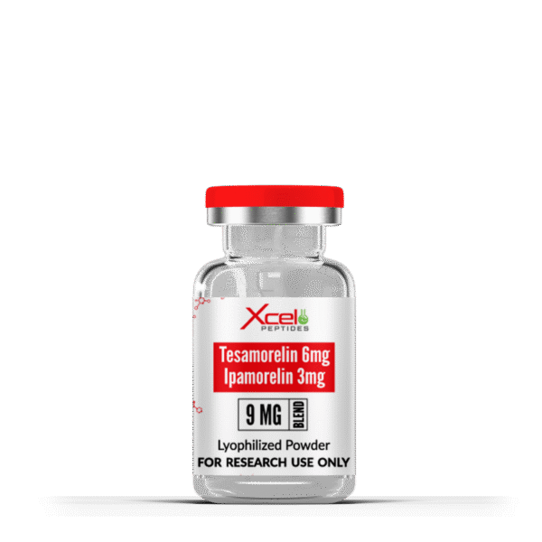 Tesamorelin / Ipamorelin 9mg (Blend) peptide vial – premium growth hormone peptide for fat loss, muscle growth, and anti-aging benefits