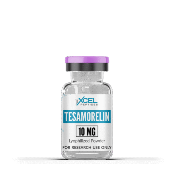 High-purity Tesamorelin peptide vial for growth hormone regulation, metabolic studies, and body composition research in preclinical laboratories