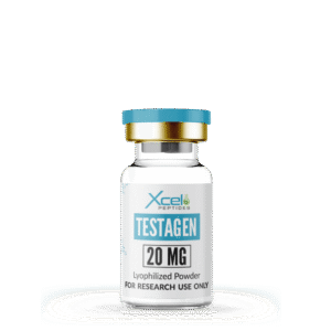 High-purity Testagen (Bioregulator) peptide vial for testosterone regulation, hormonal balance, and reproductive health research in preclinical laboratories