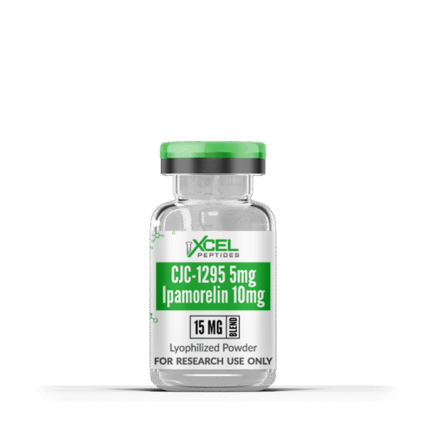CJC-1295 No DAC 5mg and Ipamorelin 10mg 15mg Blend vial – premium peptide for growth hormone release, muscle recovery, and fat loss