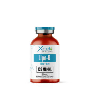 Vial of Lipo-B Mic B-12 injection supplement, supporting energy boost, fat metabolism, and overall wellness