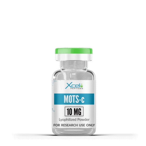 MOTS-c peptide vial for research, supporting metabolism, insulin sensitivity, fat oxidation, and mitochondrial health