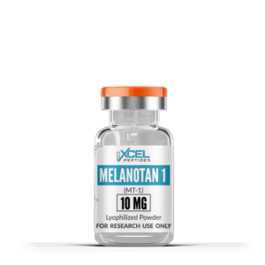 High-purity Melanotan 1 (MT-1) peptide vial for skin pigmentation, melanogenesis, and UV protection research in preclinical laboratories